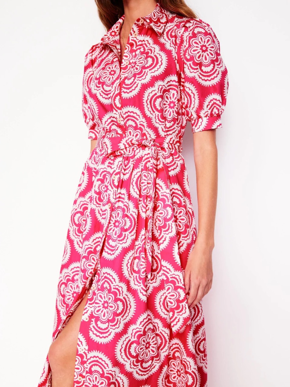Alexa Maxi Shirt Dress-Pink Peony, Botanic Blush - Picture 2 of 7